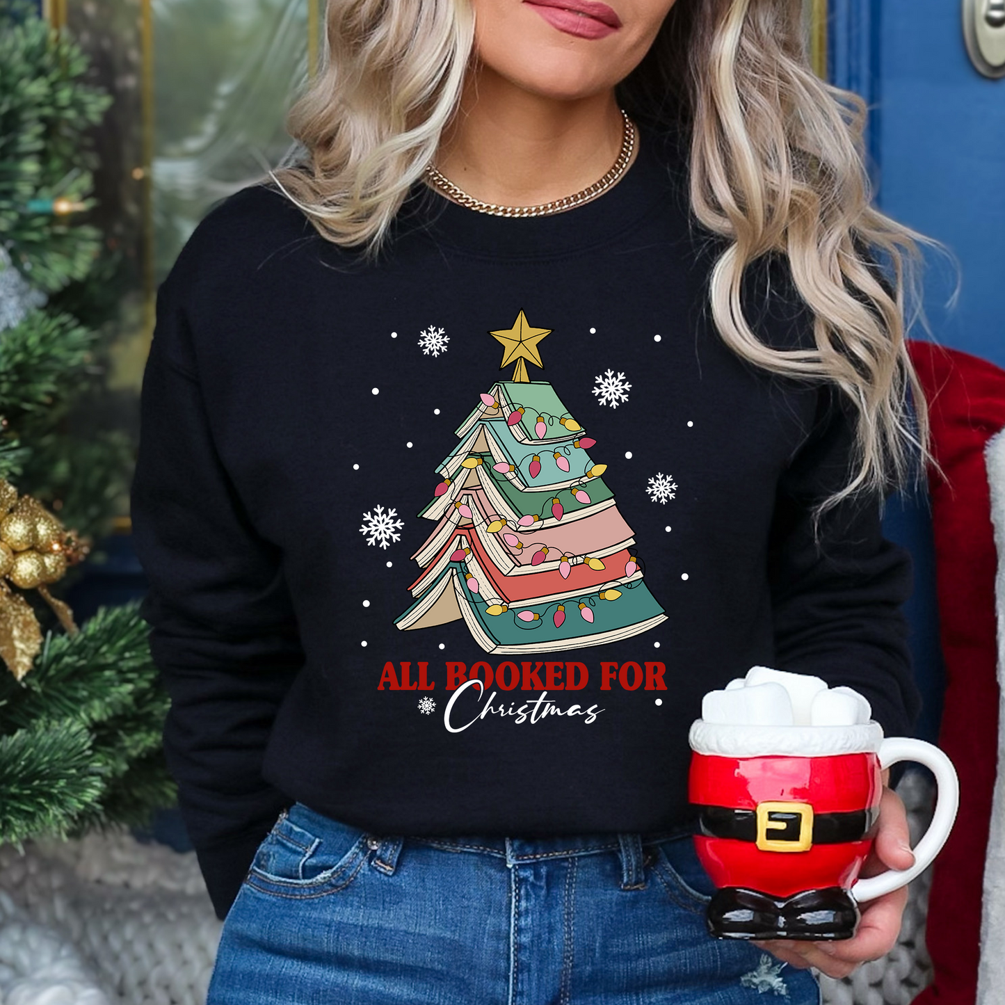 All Booked for Christmas Crewneck