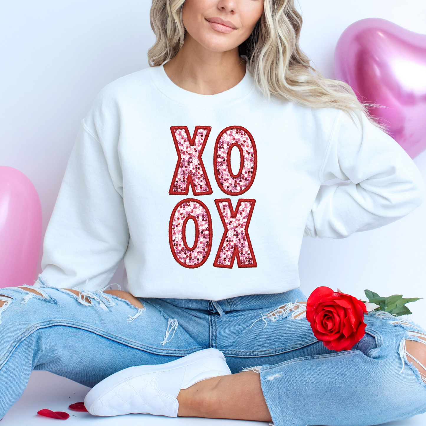 XOXO Faux Sequins Valentine Sweatshirt