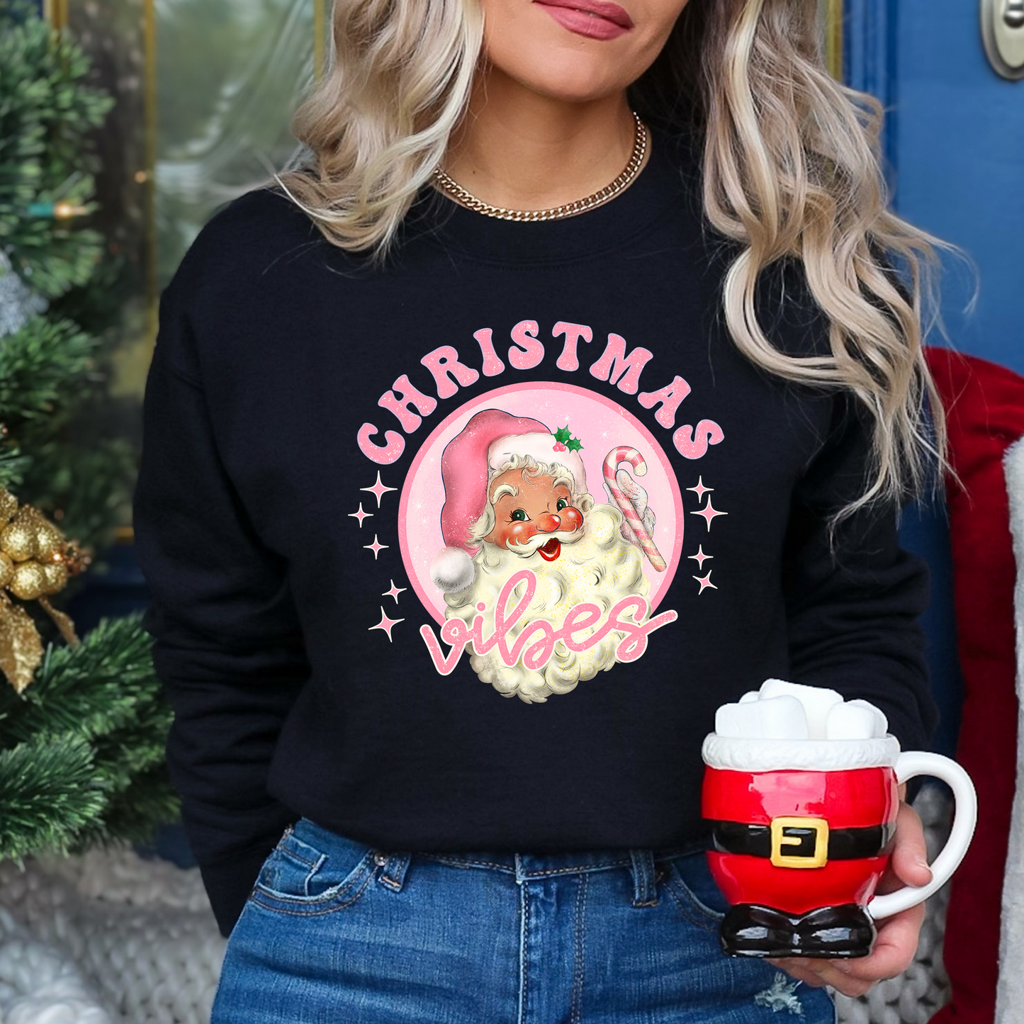 Santa Christmas Vibes Crewneck