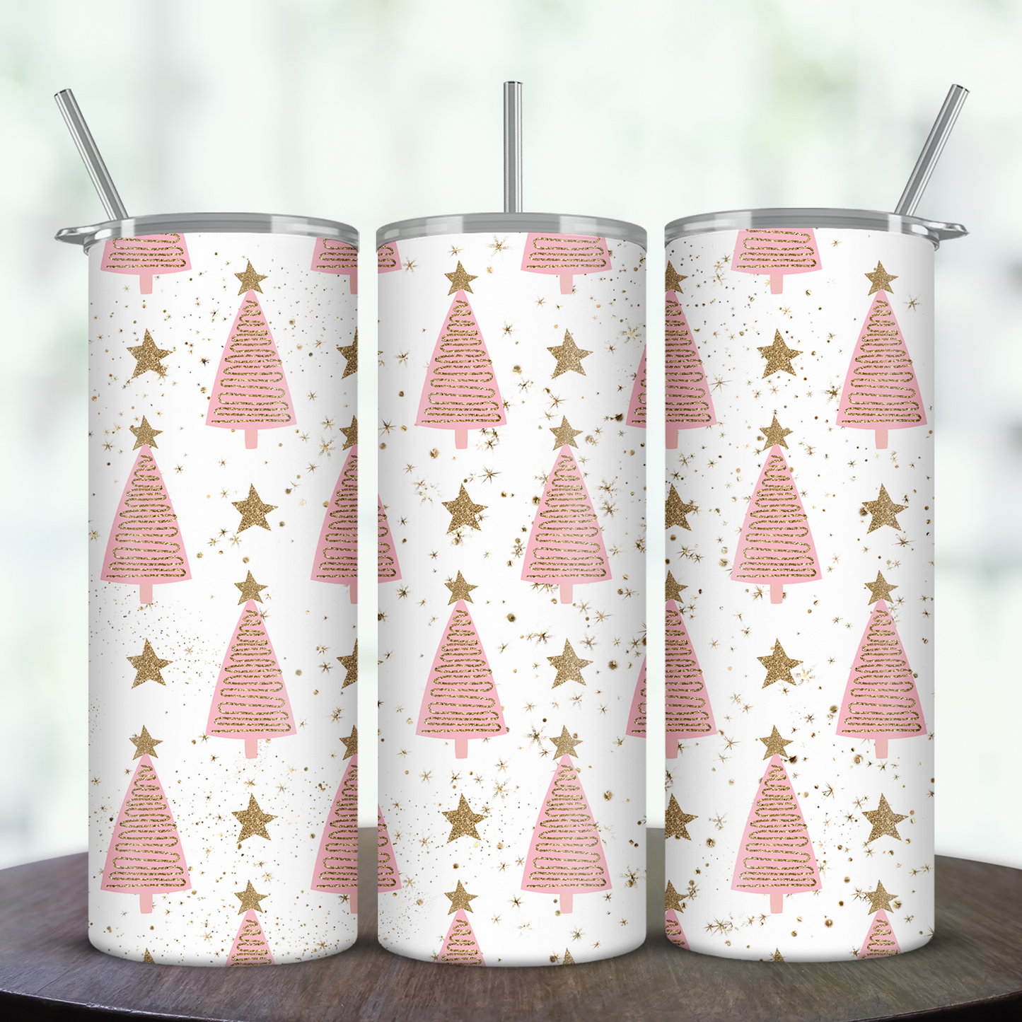 Pink Christmas Trees 20oz Skinny Tumbler