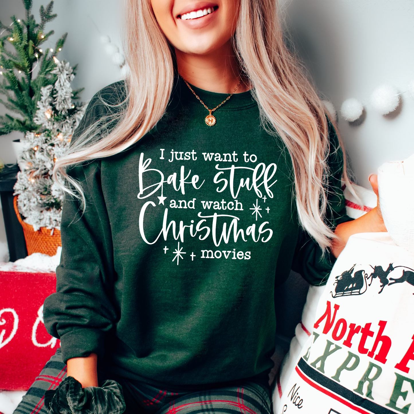 Bake Stuff and Watch Christmas Movies Crewneck