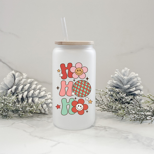 Ho Ho Ho Frosted Can Glass